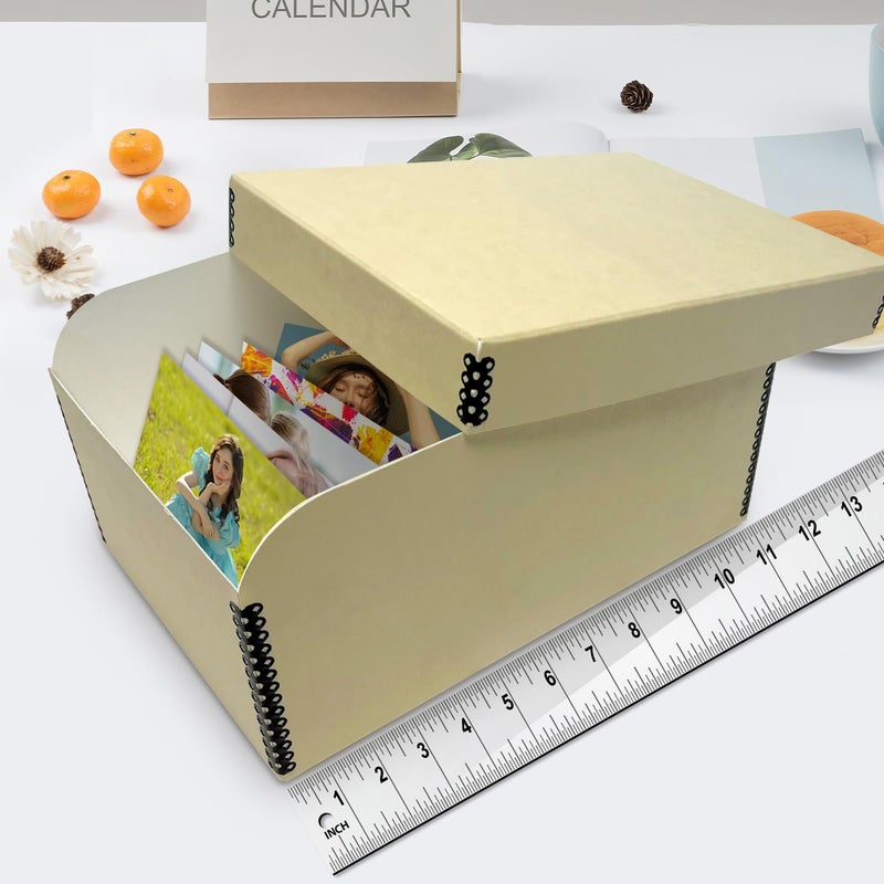 Lineco 4x6 Photo Storage Box, with 12 Acid-Free Envelopes, Holds Up to 1000 3.5" x 5", or 4" x 6" Pictures, Metal Edge Archival Organizer for Cards Stickers Stamps Seeds, 5.5x7.5x11. Tan - Image 3